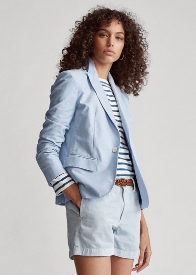 Blazer Polo Ralph Lauren Mujer Azules - Cotton Oxford - RDQGV0248